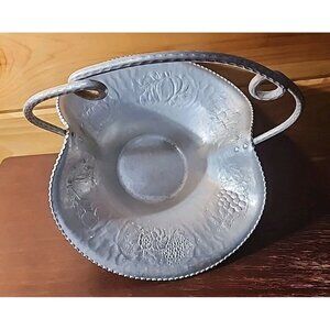 CROMWELL HAND WROUGHT ALUMINUM BOWL BASKET DISH SERVING TRAY FRUIT DESIGN